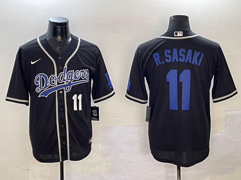 Men Los Angeles Dodgers #11 R.Sasaki Black Fashion Game 2025 Nike MLB Jersey style 15